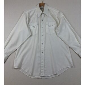Vintage Rockmount Ranch Wear Pearl Snap Western Shirt Mens L White Lightweight